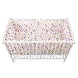 BabyNeeds - Lenjerie patut 5 piese, Cu doua protectii laterale, Pernuta, Plapumioara, Cearceaf, Din bumbac, Pentru patut 120x60 cm, Fluturasi, Multicolor