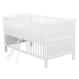 BabyNeeds - Patut din lemn Nadia 140x70 cm, transformabil, Alb