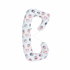 BabyNeeds - Perna 3 in 1 pentru gravide si bebelusi Soft, Bufnite, Gri-rosu