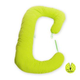 BabyNeeds Soft Plus - Perna 3 in 1 pentru gravide si bebelusi Bulinute mici alb cu verde