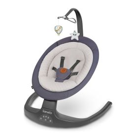 Balansoar si sezlong, Lionelo, Ralf, 2 in 1, Electric, Cu telecomanda si cablu USB, Cu miscare laterala de balansare si 5 niveluri diferite de viteza, Cu 12 melodii, Gri Grafit, Resigilat