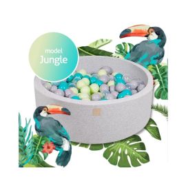 Piscina uscata cu 250 de bile (Turcoaz, Transparent, Verde, Gri) MeowBaby®, Jungle, 90x30 cm, Gri Deschis