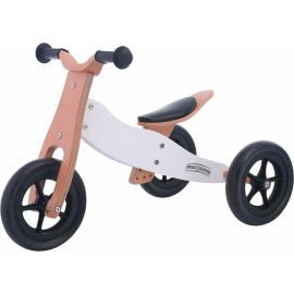 Bicicleta/tricicleta fara pedale din lemn, 2 in 1, Functie de bicicleta echilibru, Sa reglabila, Manere antiderapante, Roti ajustabile, 18 luni 3 ani, Free2Move, Brown White