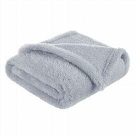 Bocioland - Paturica pufoasa pentru copii, Din fleece, 80 x 100 cm, Gray
