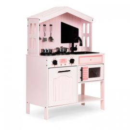 Bucatarie din lemn cu accesorii Ecotoys PLK563 - Roz