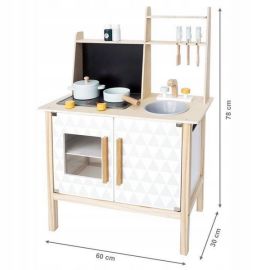 Bucatarie din lemn Ecotoys CA12092 cu tabla pentru retete