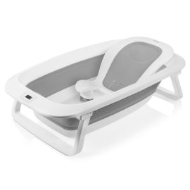 Cadita pliabila, Lionelo, Bubble, Suport anatomic si dop incluse, Cu termometru, Capacitate 50 l, 85 x 50 cm, Gri