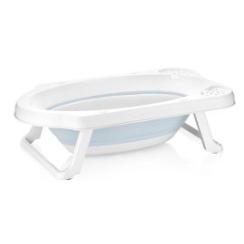 Cadita pliabila pentru bebelusi cu dop de scurgere, Maja, 82 x 48 x 23.5 cm, Keeeper, Cloudy Blue