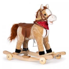 Calut balansoar cu roti, sunete si coada in miscare Ecotoys XL-106W - Bej
