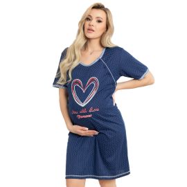Camasa de alaptat, Din bumbac, Cu nasturi, Masura S, For love, Navy Blue