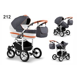Carucior Mikado CITY STAR S-LINE 3 in 1 (culoare 212) Grafit/Alb/Portocaliu