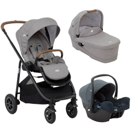 Carucior pentru copii multifunctional 3 in 1 Versatrax Gray/i-Snug Lagoon (Carucior Versatrax Gray Flannel+ Landou Ramble Gray Flannel+ Scoica i-Snug Lagoon)