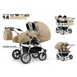 Carucior pentru gemeni Mikado DUET LUX D-14 3 in 1
