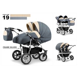 Carucior pentru gemeni Mikado DUET LUX D-19 3 in 1