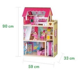 Casuta de basm zmeurica 4120 Ecotoys cu 2 papusi si lift