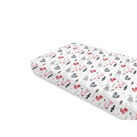 Cearceaf cu elastic, MimiNu, Pentru pat 160x80 cm, Din bumbac certificat Oeko Tex Standard 100, Design, Fox