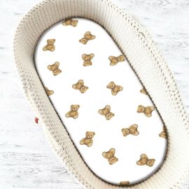 Cearceaf cu elastic, Qmini, Pentru landou, carucior si cosulet, Dimensiune 80x35 cm, Din bumbac certificat Oeko Tex Standard 100, Teddy Toys