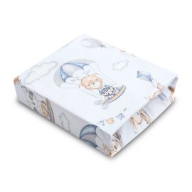 Cearsaf imprimat de bumbac cu elastic Sensillo 120X60cm Zbor prin Nori