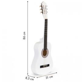 Chitara din lemn pentru copii cu 6 corzi Ecotoys HX18026-34, 86 X 31 cm - Alb