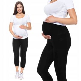 Colanti, Qmini, Pentru gravide, Cu talie speciala, 3/4, Din bumbac, Masura M, Black