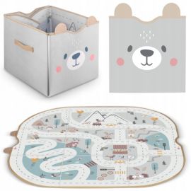 Cos de depozitare 2 in 1 cu salteluta de joaca pentru copii Nukido - Gri