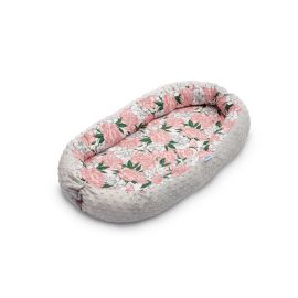 Cosulet cuib bebelus Minky bumbac 70x30 cm Sensillo Flori Gri