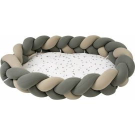 Cosulet impletit pentru bebelusi, Dimensiune 85 x 65 x 20 cm, De la nastere pana la 4 luni, Bubaba, Hearts, Bej