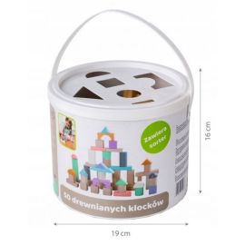 Cuburi din lemn Ecotoys 50 piese