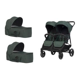 Carucior de gemeni 2 in 1 cu landouri Euro Cart Doblo, 0 luni+, Jungle