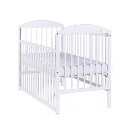 Patut bebe din lemn masiv, laterala culisabila si inaltime reglabila a saltelei, Lulaya Alb, 120x60 cm