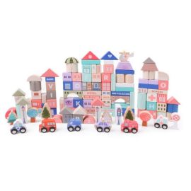Set cuburi de constructii creative Ecotoys HM015220, din lemn, 115 blocuri