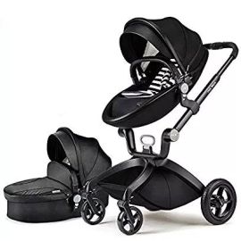 Carucior Copii Hot Mom Premium 2 in 1 Negru, varsta intre 0 si 3 ani, alegerea perfecta prin design-ul modern, tesaturile fine si spuma ergonomica