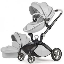 Carucior Copii Hot Mom Premium Grey 2 in 1, varsta intre 0 - 36 luni, elegant, confortabil, sigur si usor de folosit