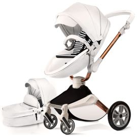 Carucior Copii Hot Mom 360 Alb 2 in 1, varsta intre 0 si 3 ani, Cadru, Landou, Modul Sport si Accesorii