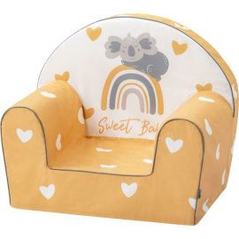 Fotoliu din burete pentru copii Yellow Hearts, Bubaba, 9 luni - 5 ani, Cu Husa detasabila
