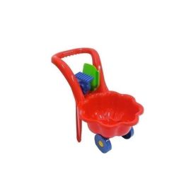 Galetusa pe roti Marmat cu lopatica si grebla - Rosu