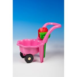 Galetusa pe roti Marmat cu lopatica si grebla - Roz