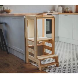 Inaltator Learning Tower Ajustabil, Ajutor de bucatarie MeowBaby®, lemn natur