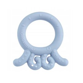 Inel de dentitie, Giligums, Caracatita, Pentru masajul gingiilor, Din silicon, Fara BPA, 3 luni+, Albastru