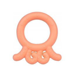Inel de dentitie, Giligums, Caracatita, Pentru masajul gingiilor, Din silicon, Fara BPA, 3 luni+, Roz