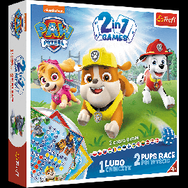 Joc Trefl Paw Patrol, Patrula Catelusilor 2 in 1 Ludo si Cursa