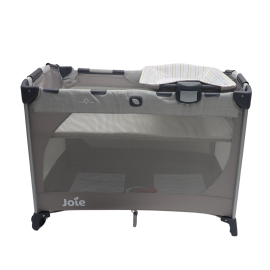 Joie - Patut pliant Commuter Change Gray Stripes, cu cosulet detasabil inclus