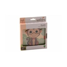 Joueco - Puzzle din lemn Familia Wildies, Maimuta, 4 piese, Multicolor