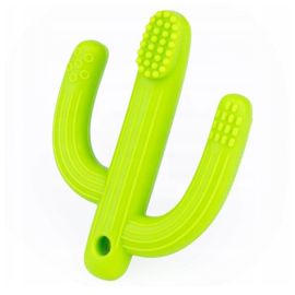 Jucarie de dentitie, Giligums, Cactus, Pentru masajul gingiilor, Din silicon Fara BPA, 3 luni+, Verde