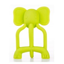 Jucarie de dentitie, Giligums, Elefant, Pentru masajul gingiilor, Din silicon Fara BPA, 3 luni+, Verde