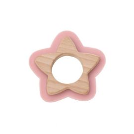 Jucarie naturala pentru dentitie Star Roz
