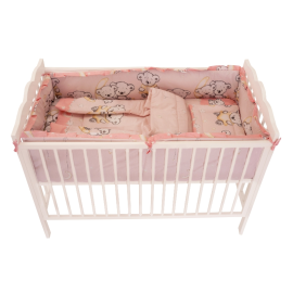 Lenjerie MyKids Bear On Moon Pink M2 4+1 Piese 140x70