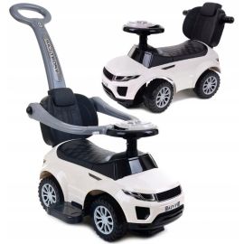 Lean Toys - Masinuta de impins 614W, Cu maner de impins detasabil, Cu protectii laterale, Cu melodii si claxon, Cu suport jucarii sub sezut, Alb