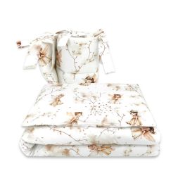 Lenjerie patut cu 3 piese, MimiNu, Pentru patut 120x60 cm, Cu protectie laterala, Din bumbac certificat Oeko Tex Standard 100, Fairy