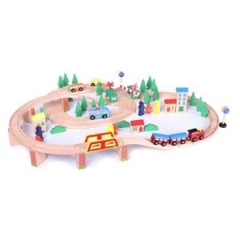 Linie de tren din lemn ECOTOYS HJD93940, 75 piese
